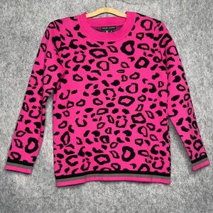 Peace of Cloth Animal Print Cotton Cashmere‎ Blend Crew Neck Sweater- Sz S